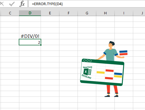 شرح صيغة الدالة ERROR.TYPE في برنامج مايكروسوفت Excel