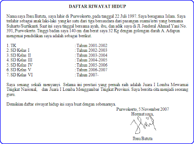 Contoh Daftar Riwayat Hidup Terbaru 2012