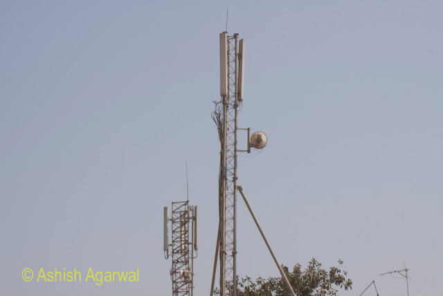 Tele communications equipment near the Great Pyramid in Giza