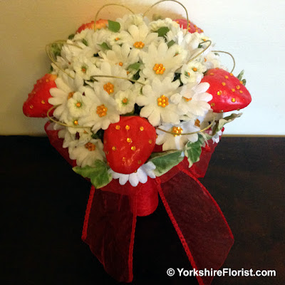  strawberries and daisies red and white bridal flowers