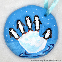 salt dough handprint ornament - penguin craft for kids