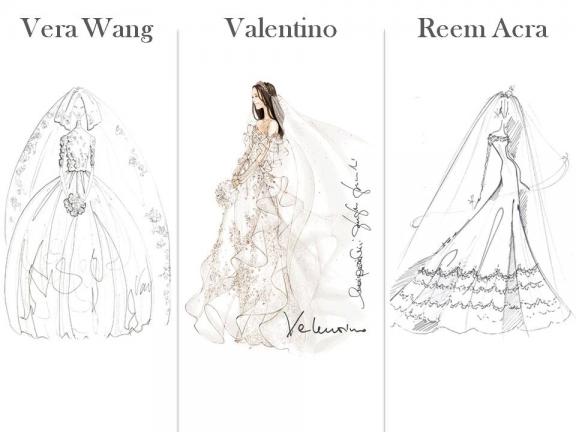 kate wedding dress sketches. So for the dress,