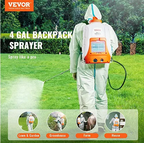 Reviews: VEVOR Battery Powered Backpack Sprayer 4 Gal Tank 0-90 PSI Pressure