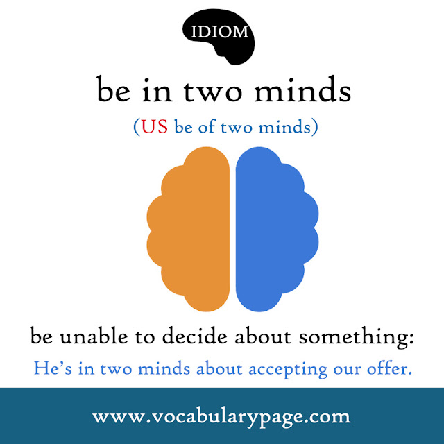 In two minds idiom