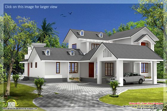 5 bedroom house  with gable  roof  type design  Kerala House  