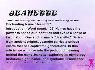 meaning of the name "JEANETTE"