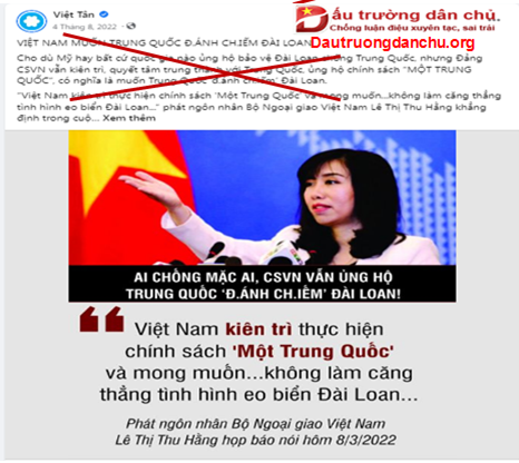 Việt Tân lại xuyên tạc mối quan hệ Việt Nam với Đài Loan