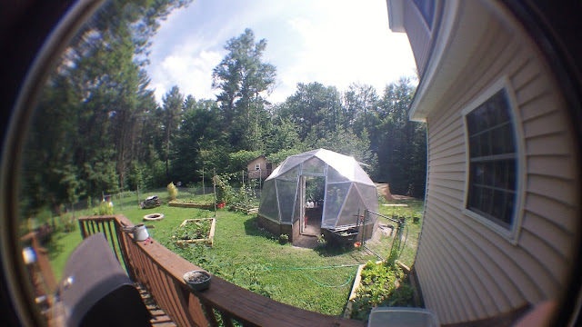 Geodesic Dome Greenhouse from the back deck