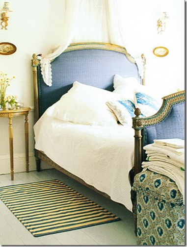 brabourne farm blue bed with gilded accents