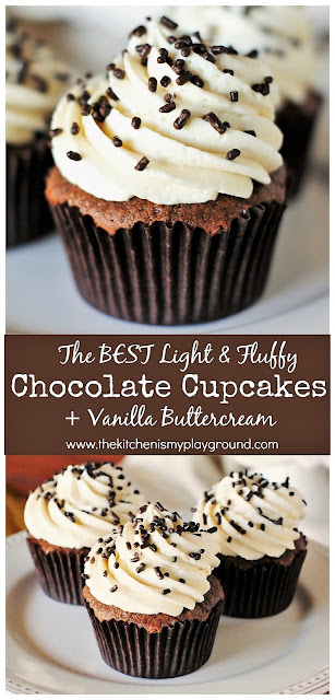 Chocolate Cupcakes with Vanilla Buttercream Frosting  The BEST Light & Fluffy Chocolate Cupcakes + Vanilla Buttercream Frosting
