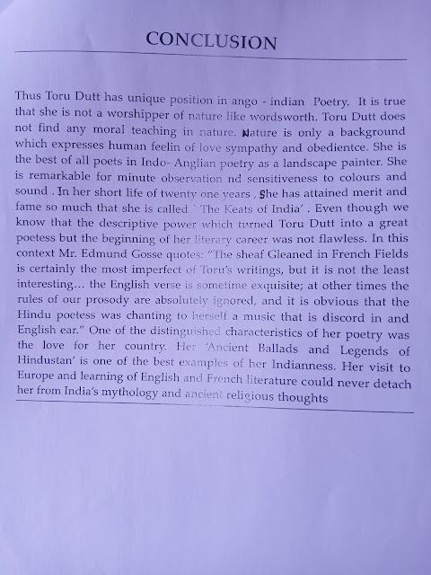 Toru Dutt as a nature poet conclusion