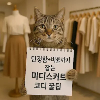 단정함+비율까지 잡는 미디스커트 코디 꿀팁