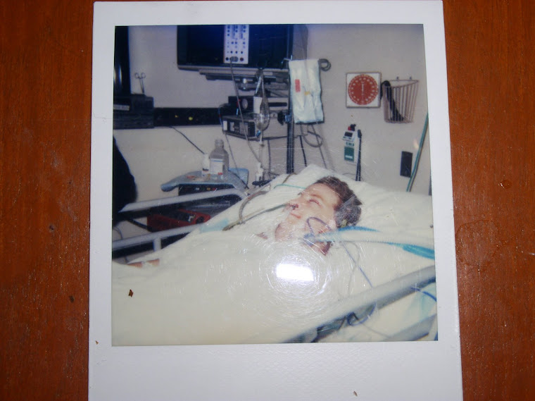 Polaroid on 8/17/1992 in intensive care after reconstructive jaw surgery.
