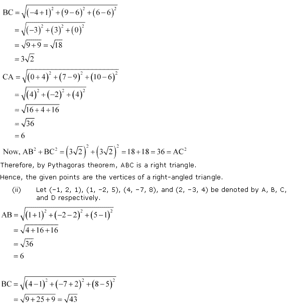 Solutions Class 11 Maths Chapter-12 (Introduction to three Dimensional Geometry)