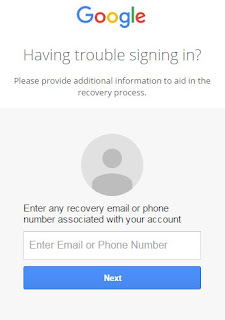 Enter any recovery email or phone number associated with your account
