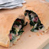 Calzone with cheese, ham, and spinach
