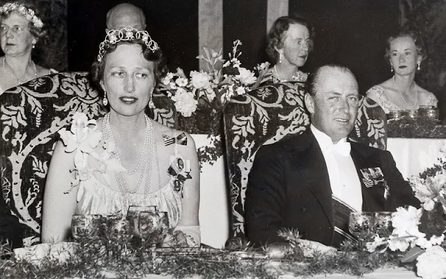 Crown Princess Märtha wearing her mother’s tiara at a gala dinner at the Waldorf Astoria