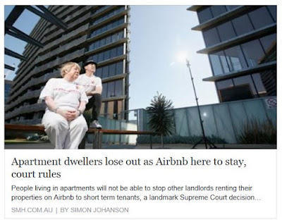 http://www.smh.com.au/business/property/apartment-dwellers-lose-out-as-airbnb-here-to-stay-court-rules-20160722-gqbhcz.html 