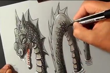 Cara membuat gambar 3D Naga Dari Pensil Informan From 