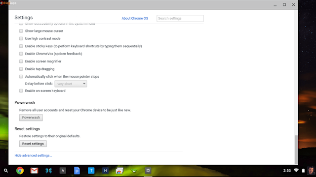 chromebook powerwash settings