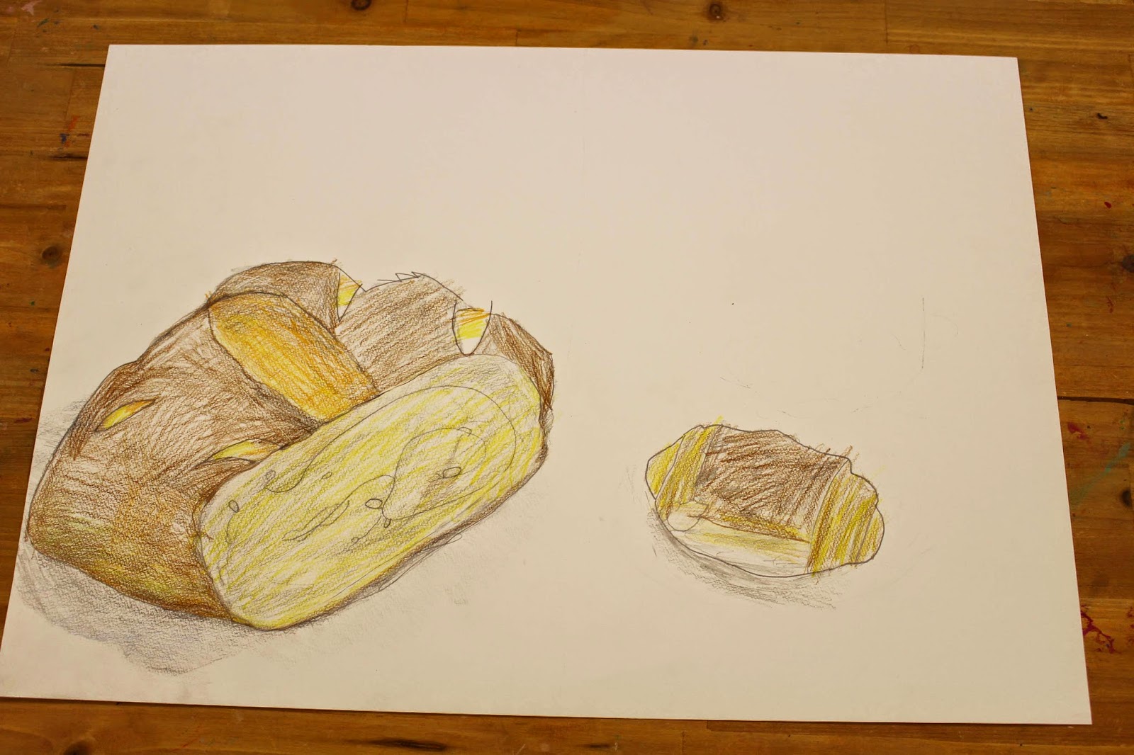 山王ひなた美術教室ブログ カラフル版画に挑戦しよう パンをデッサン