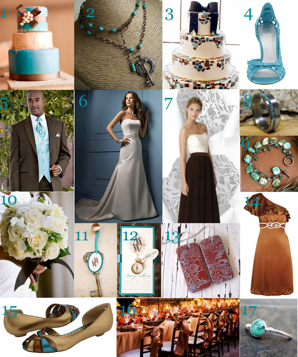 weddings in brown turquoise