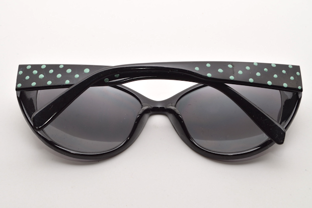 Closeup of handmade Polka Dot Sunglasses project