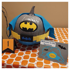 Photo of pumpkin decorated as Batman