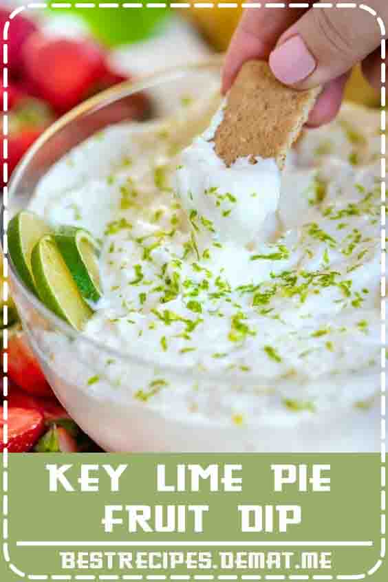 Key Lime Pie Fruit Dip is both sweet and tart and the perfectly refreshing. Great for spring and summer entertaining! Five minutes and five ingredients are all you need to make this delicious and easy fruit dip! Love key lime? You're going to go crazy for this amazing Key Lime Pie! // Mom On Timeout #keylimepie #fruitdip #dip #fruit #entertaining #summer #easyrecipe #keylime #lime#Appetizers#Dip