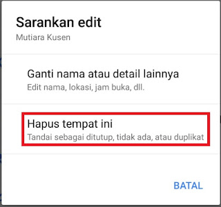 Cara hapus lokasi di google map