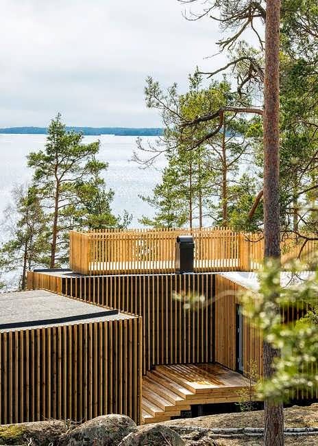 Modern Cottages of Archipelago with Minimalist Wood Concept