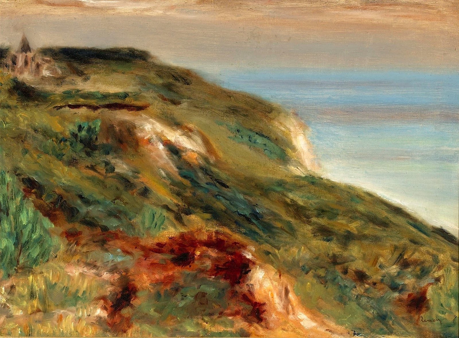 L'église de Varengeville et les falaises (A. Renoir, 1880)