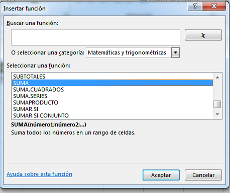 funcion suma en excel