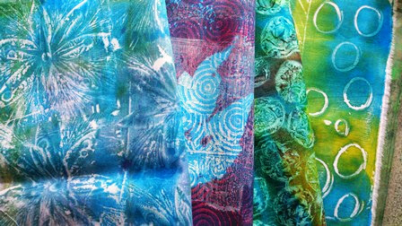 gelli plate printed fabric