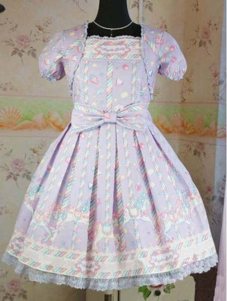 Sweet Sugary Carnival cute rococo lolita dress with lace and printed accents