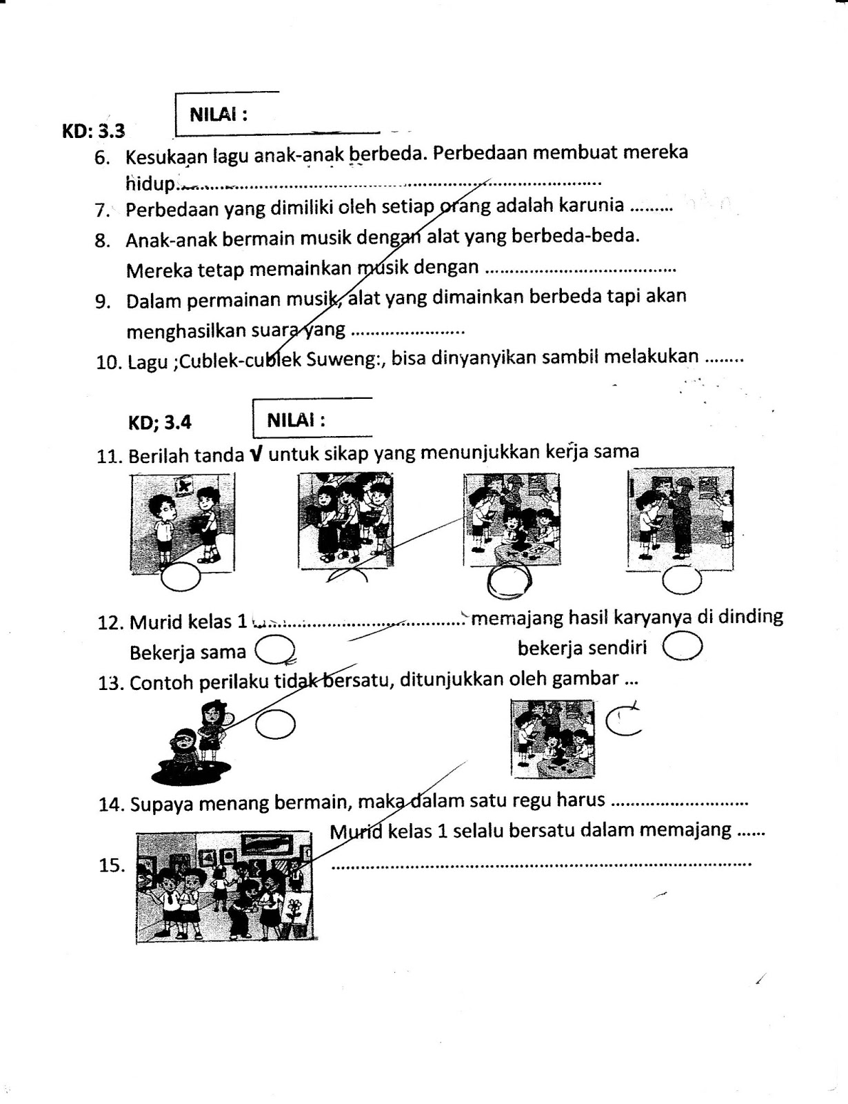 Formatif 2 PKN SD Kelas 1 Semester Ganjil TA 2015 2016 Kurikulum 2013