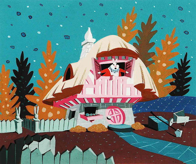 a Mary Blair 1951 color design of a rabbit's house