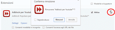 eliminare estensione chrome