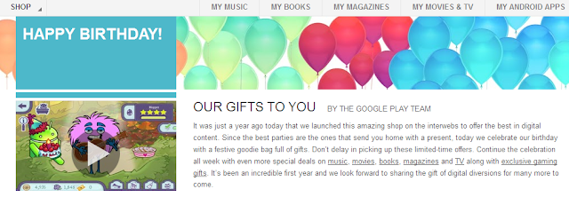 Google Play celebrates first birthday with special offers