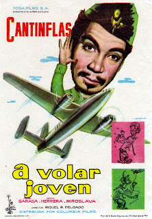 A VOLAR JOVEN. Programa de mano: 9,5 x 14 cms. España. Arte: Fernando Albericio. Imprenta: Hijo de B. Bañó, Barcelona. De mi colección particular de programas de mano.  A VOLAR JOVEN. A volar joven. 1947. México. Dirección: Miguel M. Delgado. Reparto: Mario Moreno "Cantinflas", Armando Arriola, Nono Arsu, Carolina Barret, Roberto Cañedo, Ángel Garasa, Daniel 'Chino' Herrera, Andrés Soler, Julio Villarreal, Maruja Grifell.