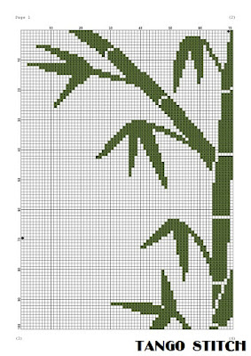 Bamboo cute cross stitch chart embroidery pattern - Tango Stitch