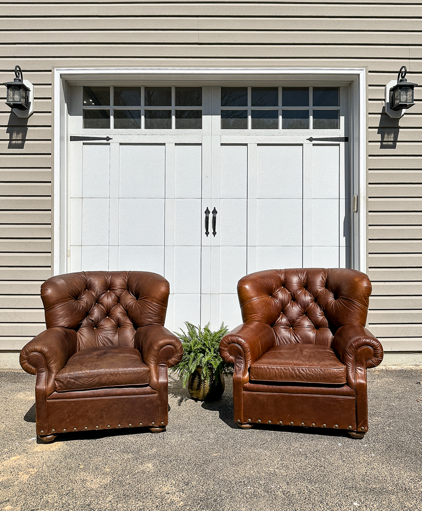 Conditioned and restored leather chairs