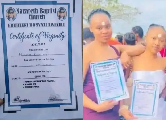 Photos: African Church Award  Virginity Certificate to Ladies After Test