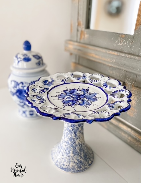 Portugal plate splatterware vase cake stand