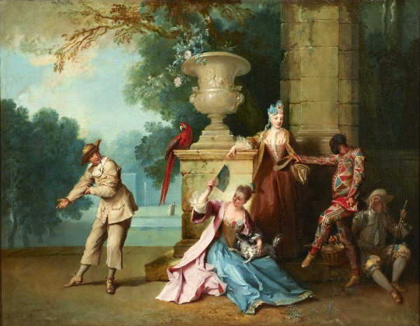 Jean-Baptiste Oudry, Comédiens italiens dans un parc, vers 1719 Collection privée