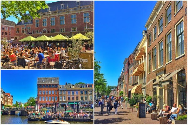 Centro de Leiden y canal en Leiden