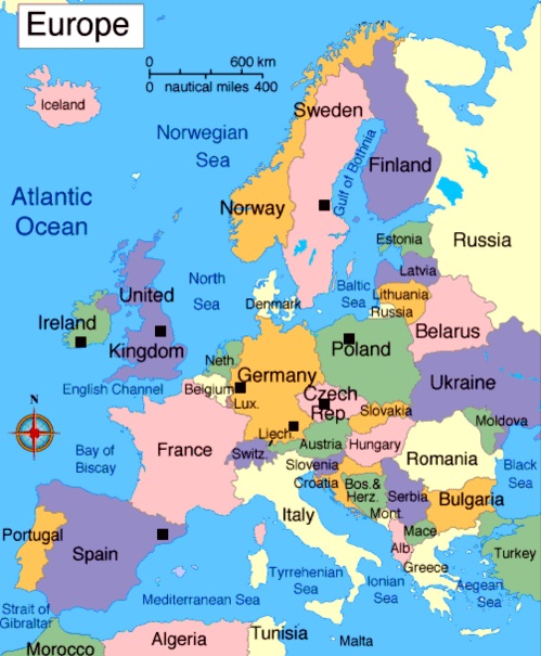 world map seas and oceans. Arctic Ocean in