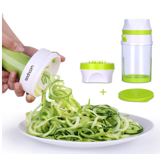 Handheld Spiralizer Sedhoom spiralizer vegetable slicer with Container Large Capacity Green and Light Versatile Hand Held Spiral Slicer zucchini spaghetti maker