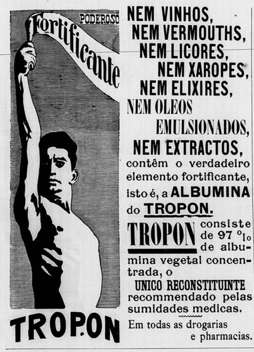 Propaganda antiga do fortificante Tropon veiculada em 1900