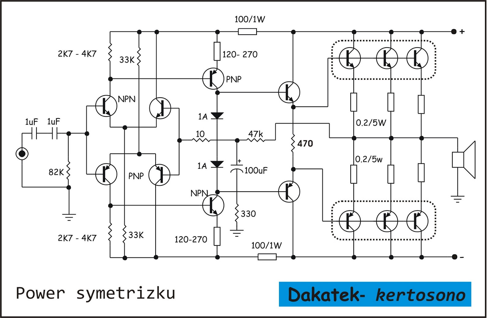 DK Tech PCB Audio Power  AMPLIFIER SKEMA  POWER  AMP CLASS  